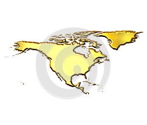 North America 3d Golden Map