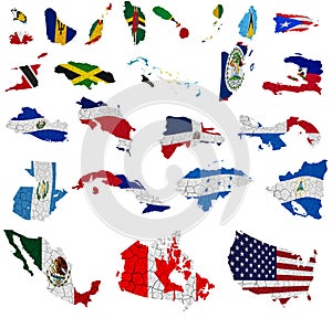 North America countries flag maps