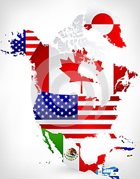 North America Map with Flags 2