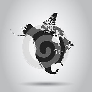 North America map icon. Flat vector illustration. North America