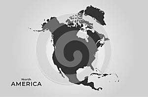 North america map icon. vector silhouette image of western world continent