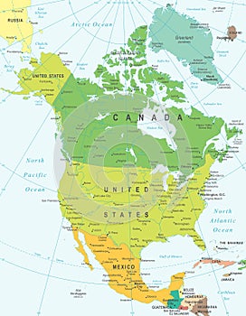North America - map - illustration.