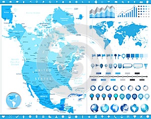 North America Map and infographic elements