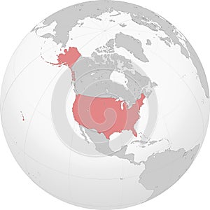 North America with USA on the Globe