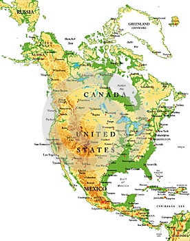 North America-physical map photo