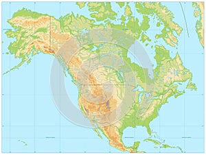 North America Physical Map. No text
