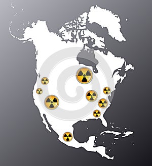 North America with the signs of radiation