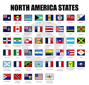 North America states flag, all countries