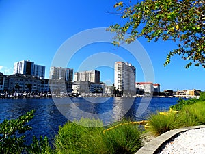 North America, USA, Florida, Hillsborough County, Tampa, , bascule railway bridge over the Hillsborough River