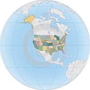 North America with USA on the Globe