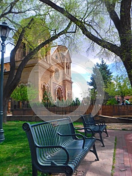 North America, USA, New Mexico, Santa Fe, Cathedral Basilica of St. Francis of Assisi