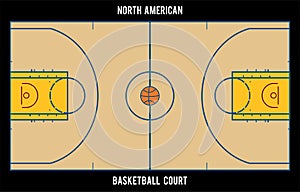North American basketball court.Top view illustration.
