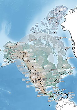 The North American continent Illustration mountain peaks