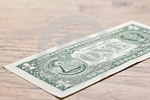 North american currency: Dollar. Bils on wood rustic table