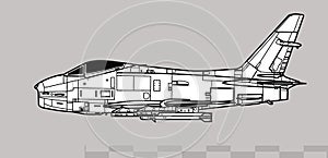 North American FJ-4 Fury. Vector drawing of us navy and marine corps fighter.