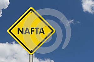 North American Free Trade Agreement yellow warning road sign