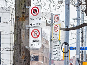 North American no parking signs in Toronto, Ontario, Canada