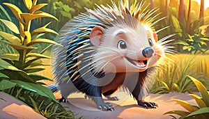 North American Porcupine rodent cute smiling comic