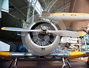 North American T-6 airplane display Brussels Museum