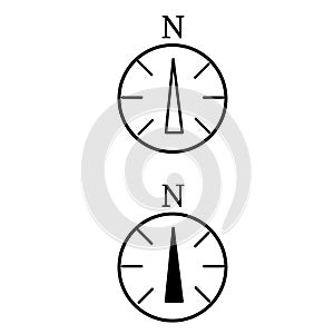 North arrow in circle icon vector set. navigation illustration sign collection. compass symbol.