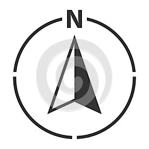 NORTH arrow map orientation symbol with letter N