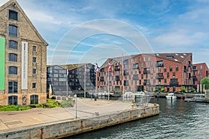 North Atlantic House and buildings on the KrÃ¸yers Plads on harbour of Copenhagen canal, Denmark