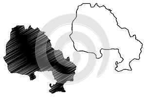 North Banat District Republic of Serbia, Districts in Vojvodina map vector illustration, scribble sketch North Banat map