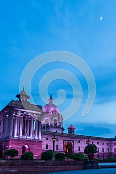 North Block of Rashtrapati Bhawan illuminated