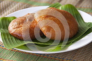 North Borneo home made traditional kuih cempiang cake. Sabah Malaysia Traditional Dessert. Asian food concept