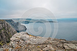 North Cape Nordkapp and Barents Sea at the north of the island of Mageroya in Finnmark, Norway