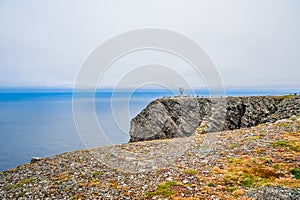 North Cape Nordkapp and Barents Sea at the north of the island of Mageroya in Finnmark, Norway