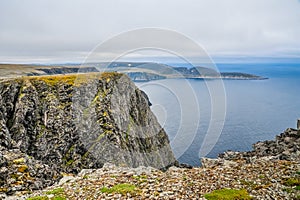 North Cape Nordkapp and Barents Sea at the north of the island of Mageroya in Finnmark, Norway