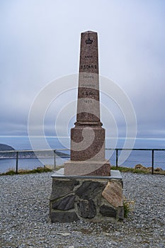 North Cape in Nordkapp Municipality. King Oscar II Monument