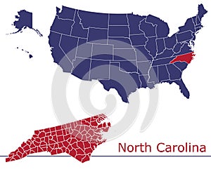 North Carolina counties vector map