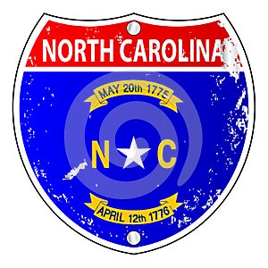 North Carolina Flag Icons As Interstate Sign