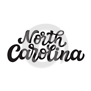 North Carolina. Hand drawn lettering text
