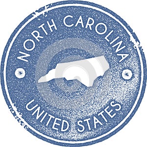 North Carolina map vintage stamp.