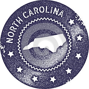 North Carolina map vintage stamp.
