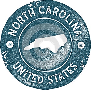 North Carolina map vintage stamp.