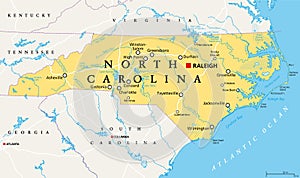 North Carolina, NC, political map, Old North State, Tar Heel State photo