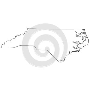 North Carolina NC State Border USA Map Outline