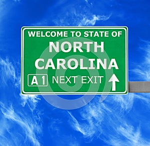 NORTH CAROLINA road sign against clear blue sky