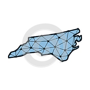 North Carolina state map polygonal illustration made of lines and dots