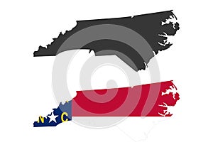 North Carolina state of USA. North Carolina flag and territory. States of America territory on white background. Separate states.