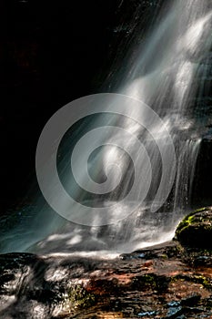 North Carolina waterfall cascade with a blurred cascade of water.