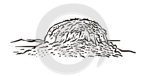 North Carolinas Pilot Mountain State hand drawn illustration on white background