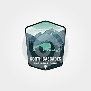 North cascades logo patch vector illustration design, us national park logo design photo