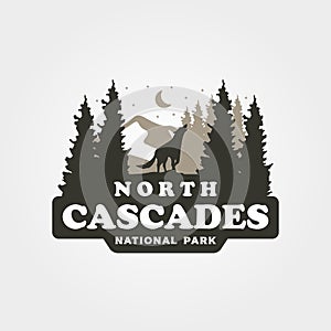 north cascades vintage travel logo vector illustration design