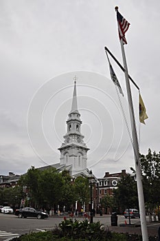 Portsmouth, 30th June: North Church from Downtown of Portsmouth in New Hampshire of USA