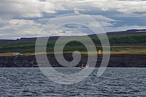 North coast of Iceland on the shores of Skjalfandi Shaky bay near Husavik in Iceland photo